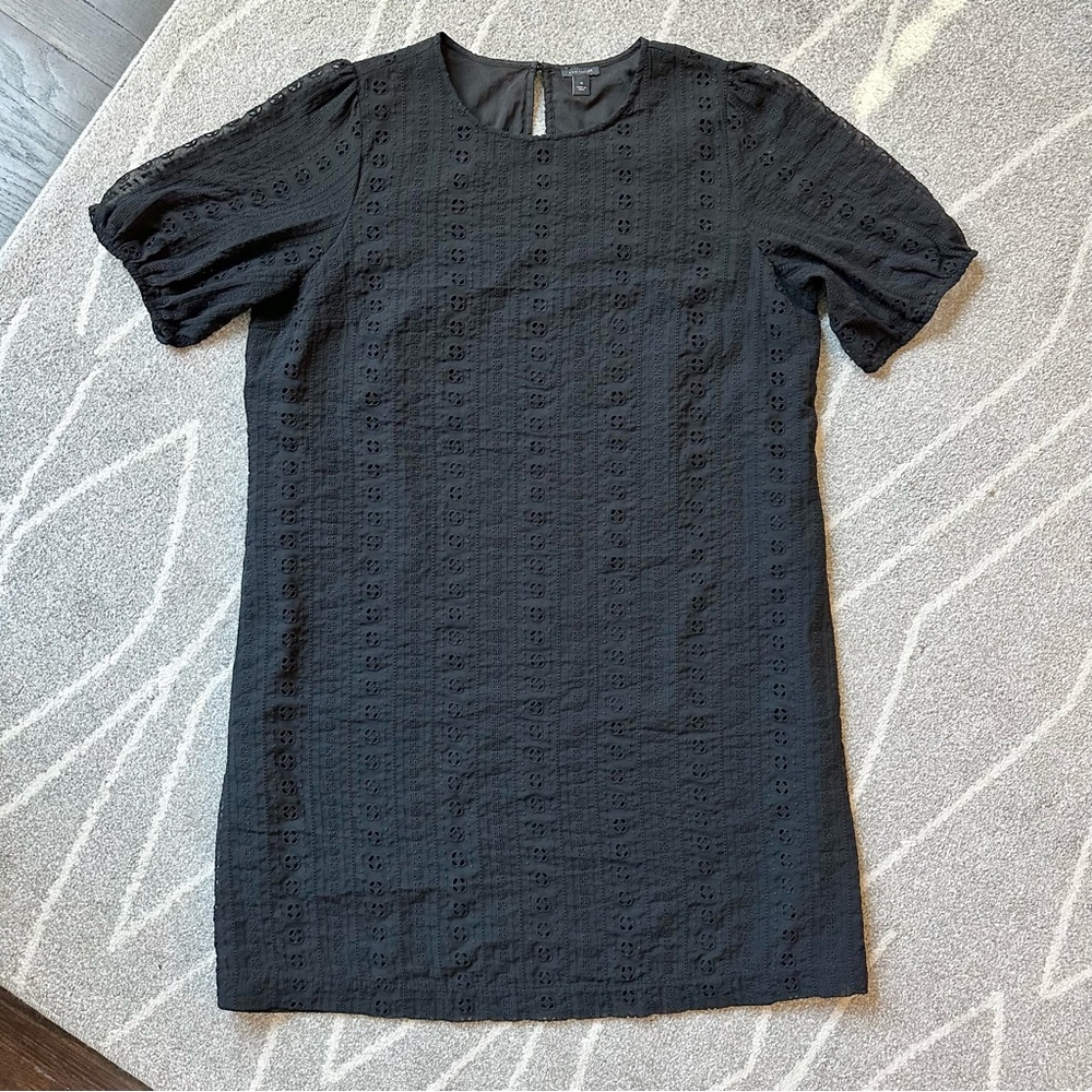 Ann Taylor Black Cotton Eyelet Shift Dress
